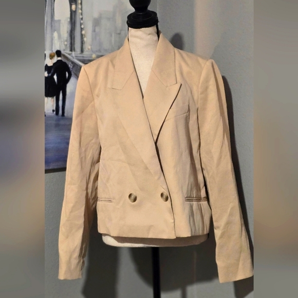 H&M Women's Cream Double-Breasted Jacket Blazer NWT - Picture 1 of 11